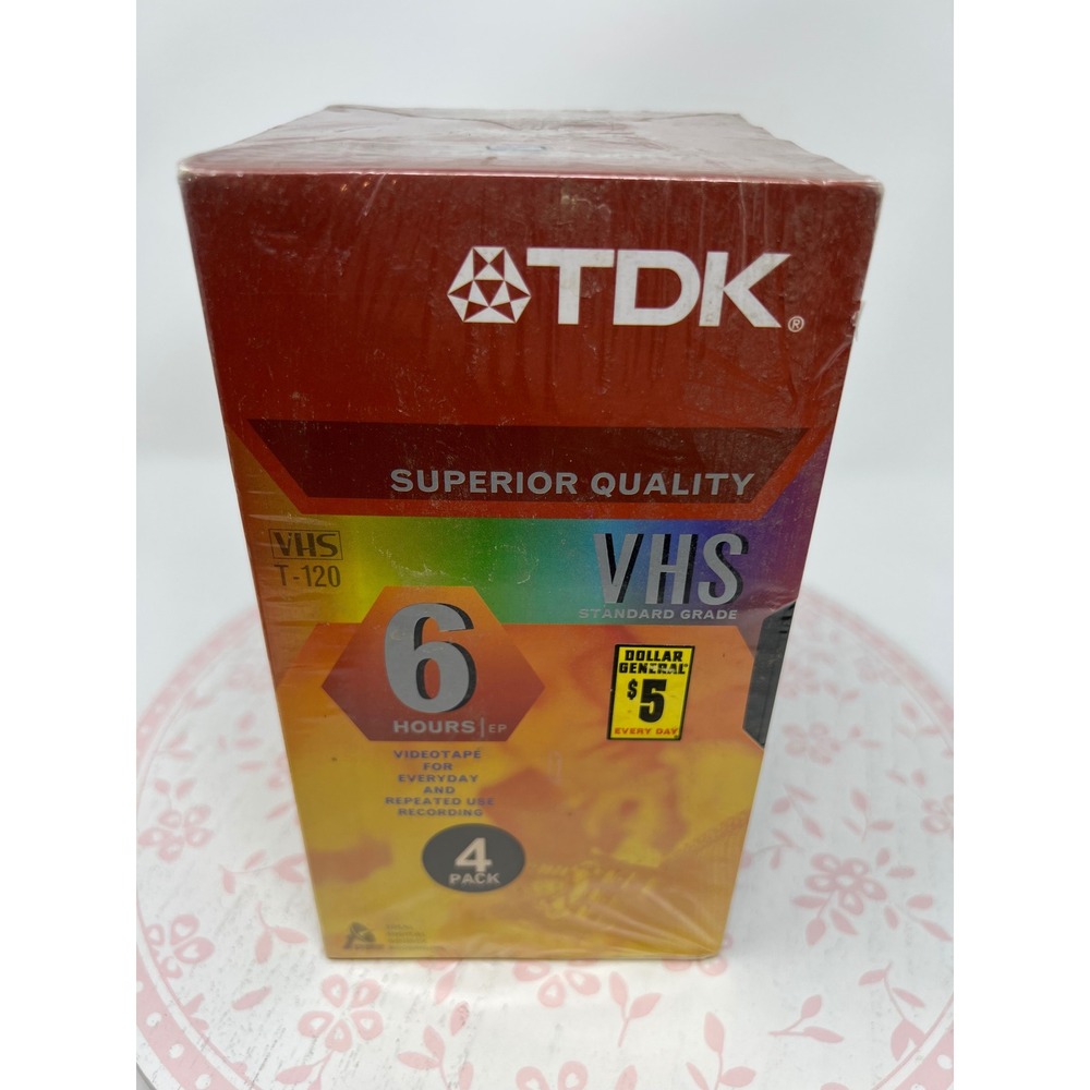 TDK VHS Blank Video Tapes T-120 4 Pk Superior Quality T-120RV NEW Physical Media
